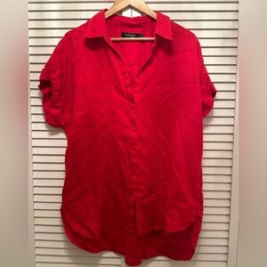 Lauren Ralph Lauren Red Limen Short Sleeve Shirt